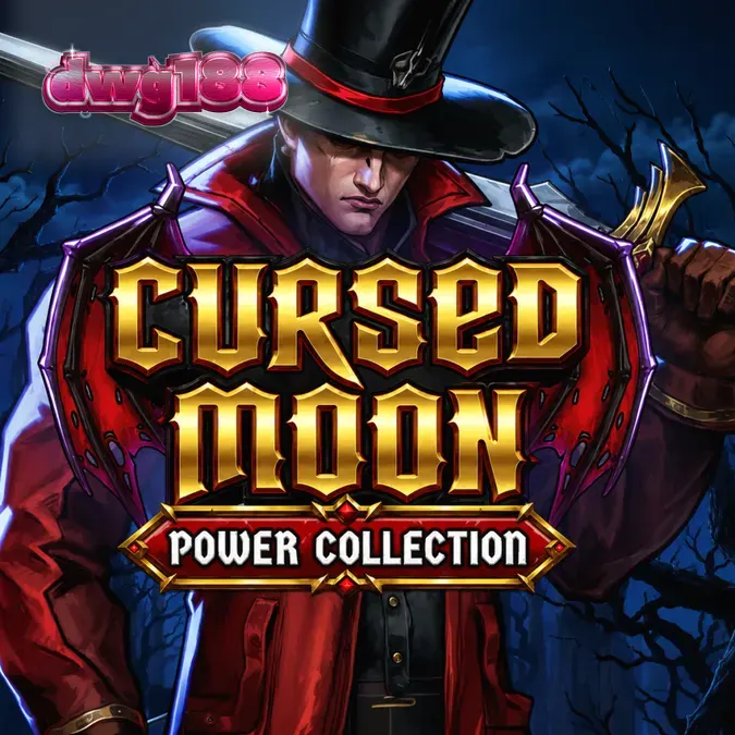 Pemandangan atmosferik kastil gotik dan hutan gelap dalam slot Cursed Moon Power Collection